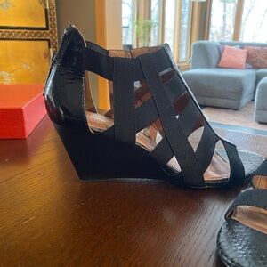 Donald J. Pliner Black Wedge Sandals
